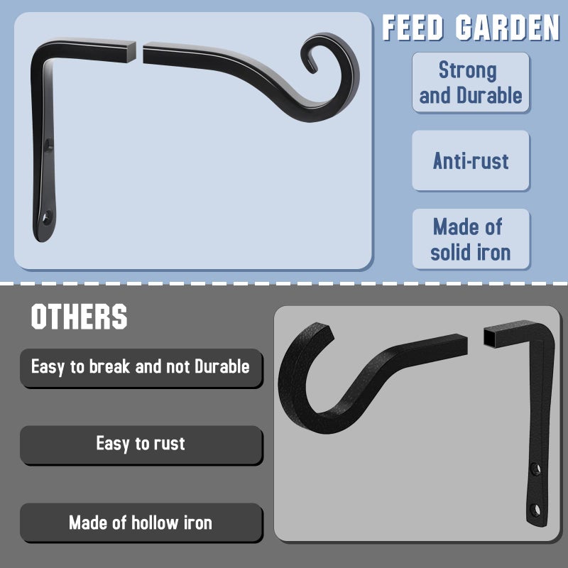 FEED GARDEN حامل نباتات معلق من فيد جاردن 2 عبوة 6 بوصة معلقات نباتات مصنوعة يدويًا للاستخدام الخارجي مع براغي - Image 4